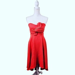 NWT Angel Biba Strapless Dress. Tangerine Orange. Med